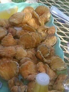 A picture of Bellas fried pickles.
