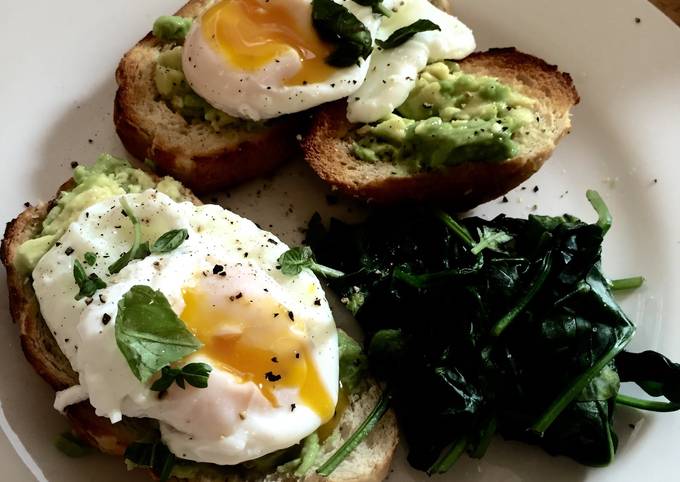 Poached Eggs with Avocado and Spinach