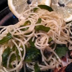 A picture of Citrus zing arugula pasta.