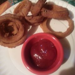 A picture of Home made onion rings.