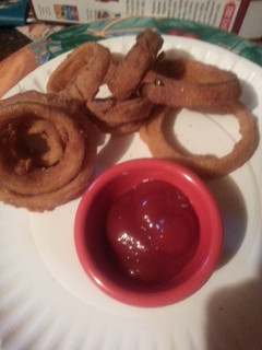 A picture of Home made onion rings.