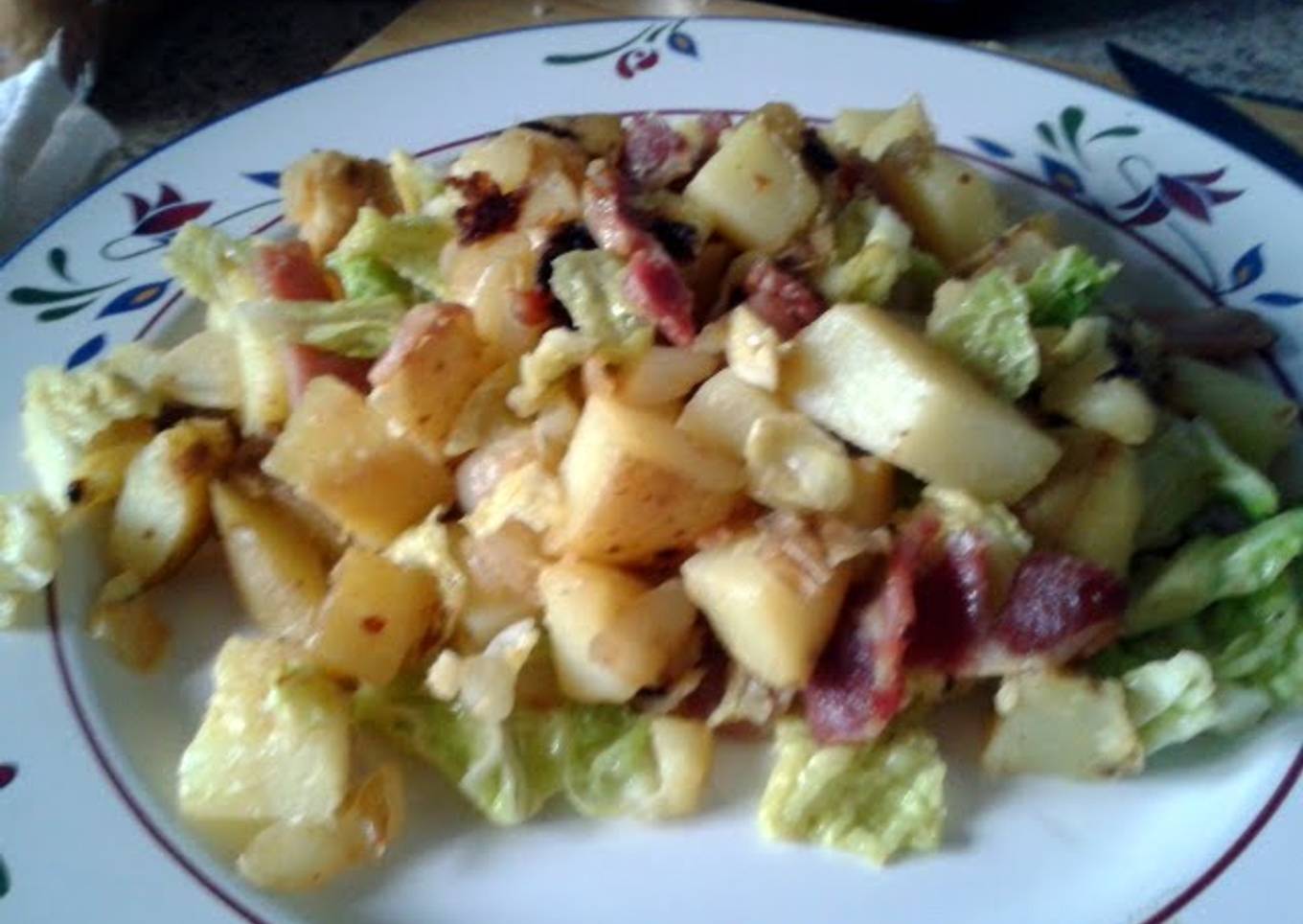 Dijon Potato, Cabbage and Bacon Skillet