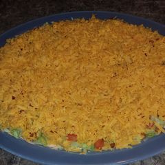 A picture of The BEST taco dip ever.