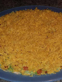 A picture of The BEST taco dip ever.