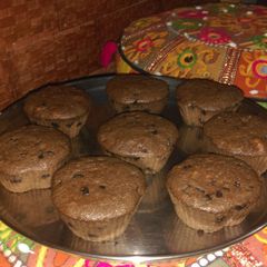 A picture of Double chocochip banana muffins.