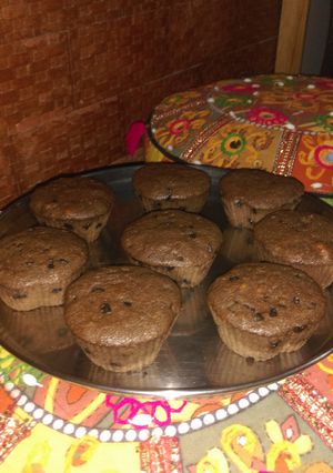 A picture of Double chocochip banana muffins.