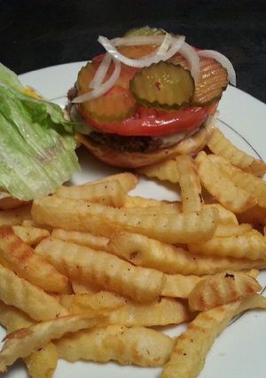 A picture of Ebony 's burgers.