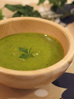 A picture of Delicious Kabocha Squash and Spinach Soup.