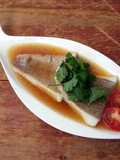 Poached Halibut Fillet In Chicken In Superior Chicken Soup