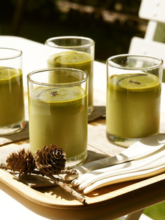 A picture of Creamy and Rich Matcha Pudding.