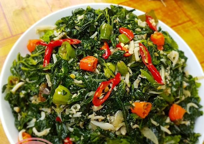 Cara Gampang Menyiapkan 120# tumis daun pepaya with teri asin, Sempurna