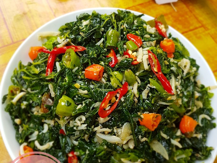 Cara Gampang Menyiapkan 120# tumis daun pepaya with teri asin, Sempurna