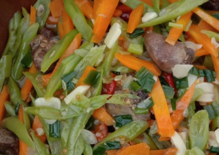 Resep Tumis buncis, wortel dan hati ampela yang Enak