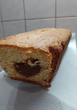Una foto de Budín con corazón de dulce de leche