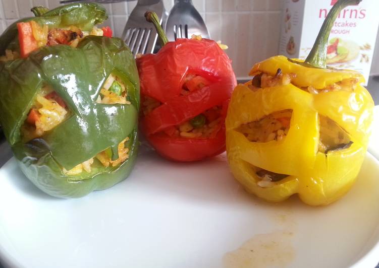 Recipe of Quick Weezy&#39;s stuffed halloween peppers!