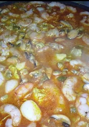 Una foto de Paella