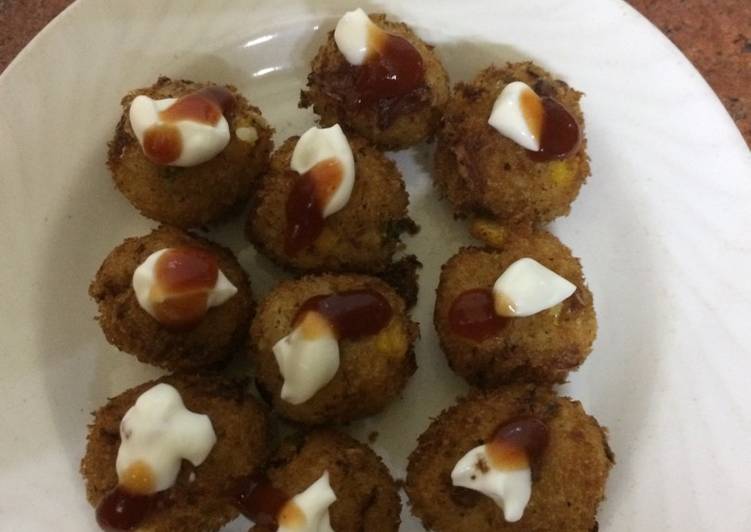 Recipe of Homemade Arancini with cheesy corn and mayo