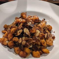 A picture of Vegan Roasted Sweet Potato, Almond and Spinach Risotto.