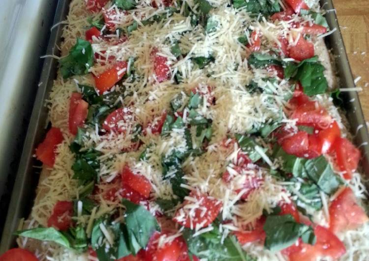 Recipe of Homemade olive oil tomato basil pizza