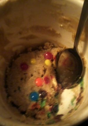 A picture of No bake single serve cookie in a mug.