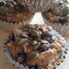 A picture of Carrot zucchini blueberry muffins.