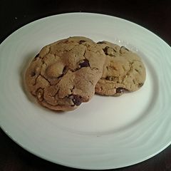A picture of Dark Chocolate Chip Pistachio Cookies.