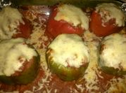 A picture of stuffed peppers - with meat and rice