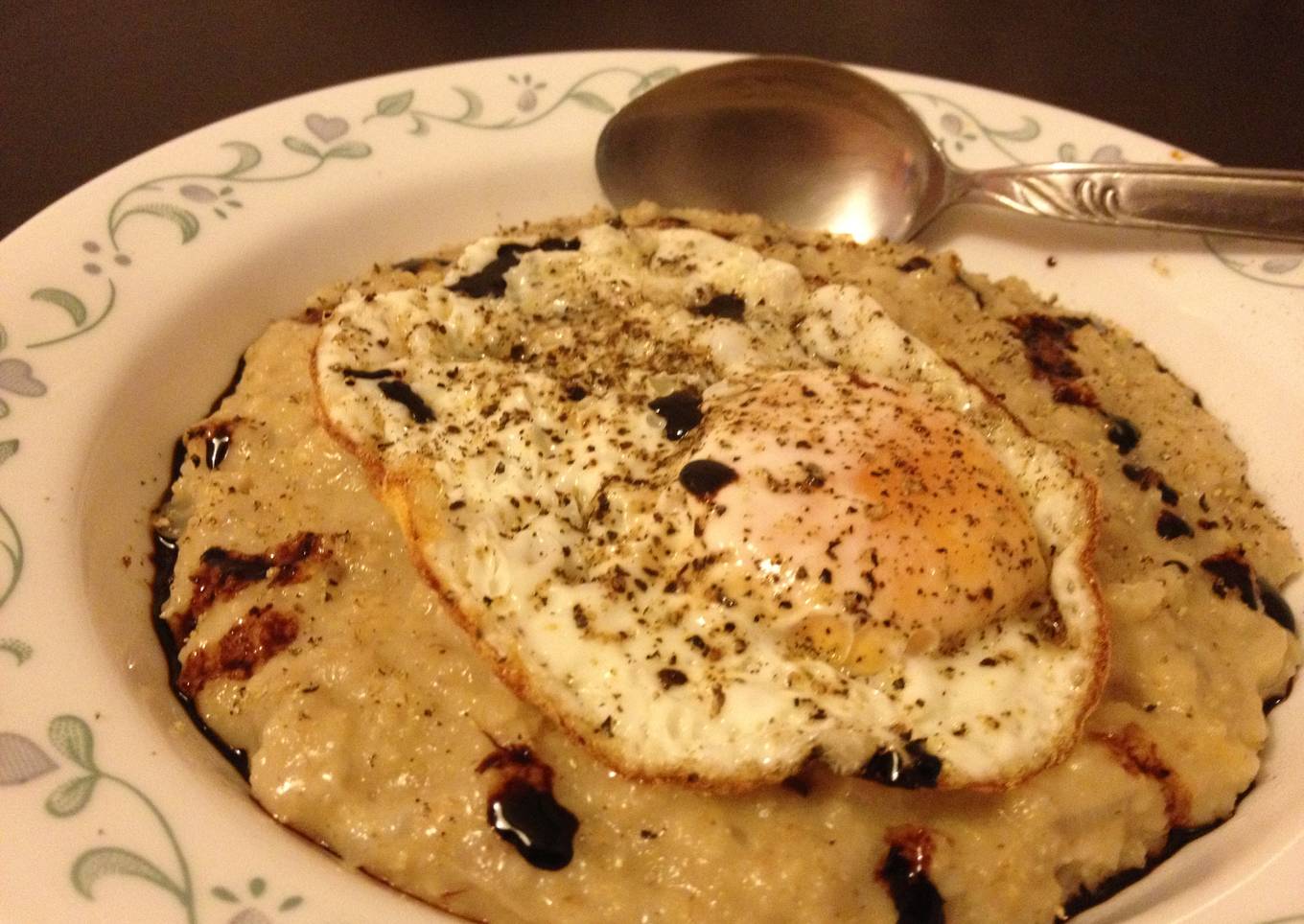 Asian Style Savoury Oatmeal with Fried Egg