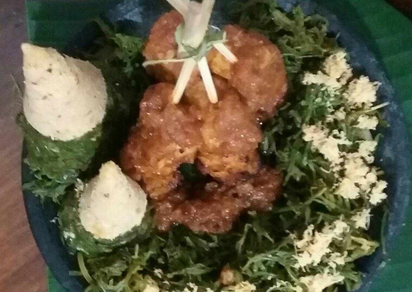 Sate tempe klomoh dan urap alur