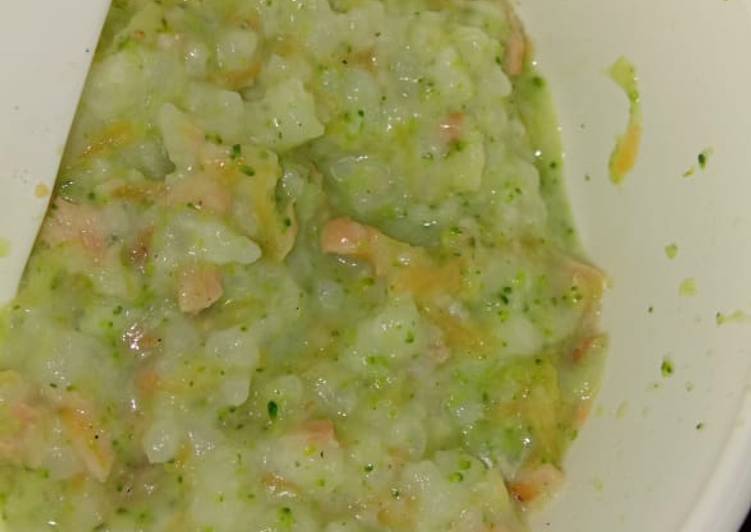 Cara buat Nasi tim brocoli wortel salmon tumis yang nikmat Untuk Jualan