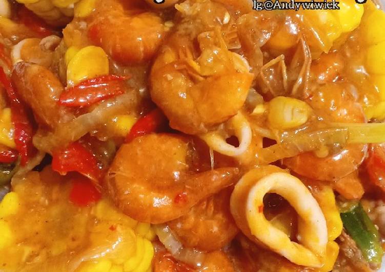 Langkah Mudah untuk Membuat 034. Udang Cumi Saos Padang Anti Gagal