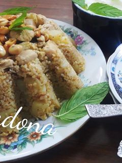 صورة لوصفة مقلوبه البرغل مع البطاطا والدجاج