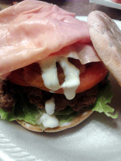 A picture of Renee's BLT Ranch Club Burger.