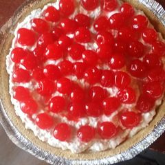 A picture of Easy Peanut Butter Cherry Cheesecake.