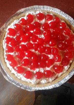 A picture of Easy Peanut Butter Cherry Cheesecake.