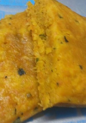 A picture of Steamed Kabocha and Carrot Cake.