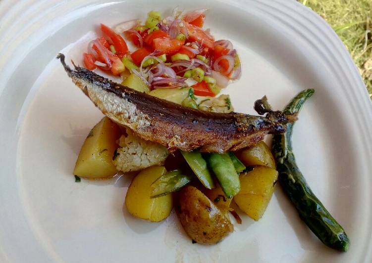 Resep Ikan pindang barbeque with vegetable and sambel dabu dabu, Menggugah Selera