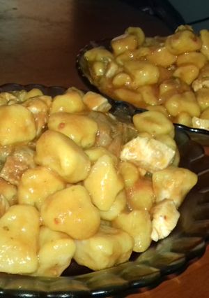 Una foto de Ñoquis de calabaza con salsa❤