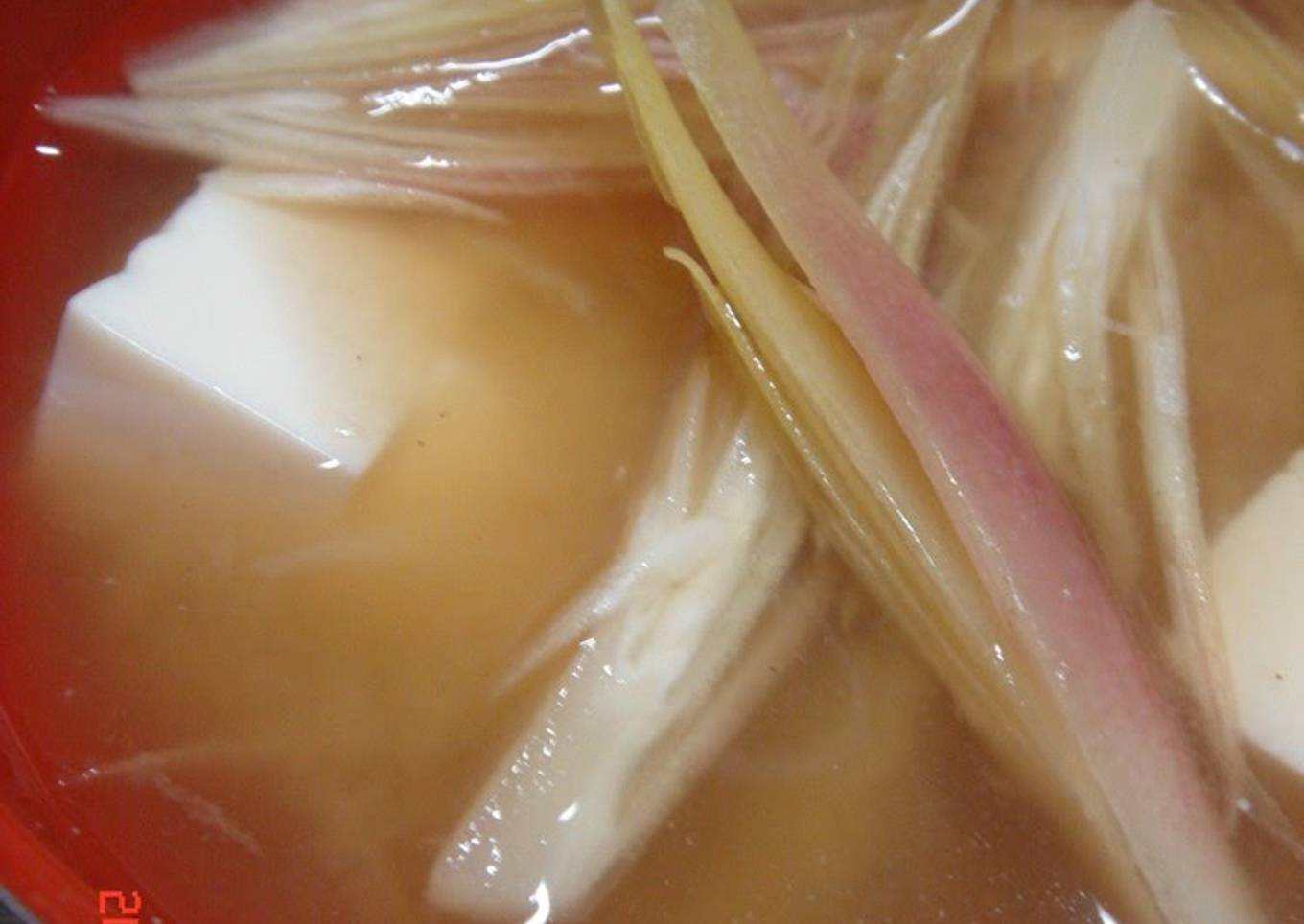 Miso Soup with Ginger Myoga and Tofu