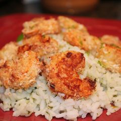 A picture of Coconut Shrimp with Lime & Cilantro rice.