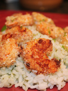A picture of Coconut Shrimp with Lime & Cilantro rice.