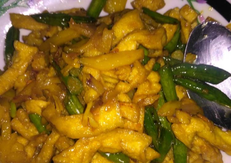 Tumis kacang panjang tahu kentang