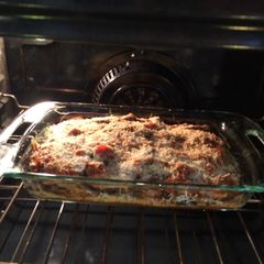 A picture of Eggplant Basil Mozzarella Parmesan.