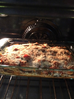 A picture of Eggplant Basil Mozzarella Parmesan.