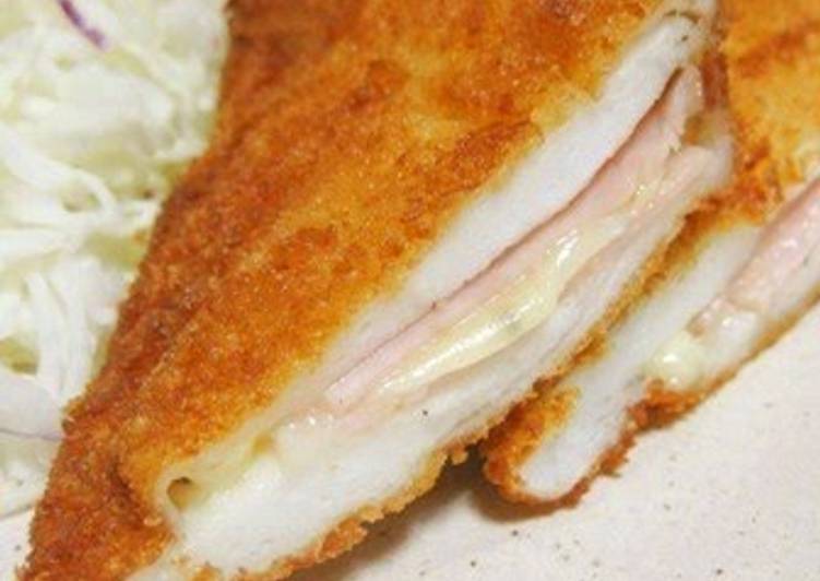 Crusty Fluffy Fried Hanpen with Ham and Cheese
