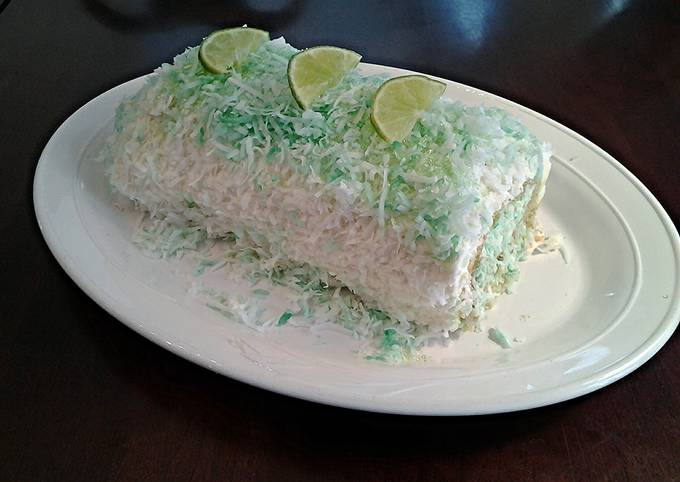 Coconut Cake Roll with Key Lime Cream Filling
