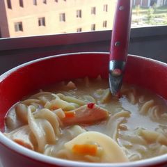 A picture of Homemade Creamy Chicken Noodle Soup.