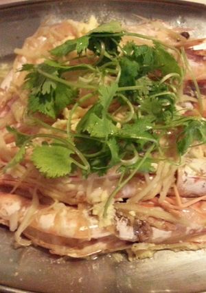 A picture of Steamed Prawn with Rice Wine. Drunken Prawn.