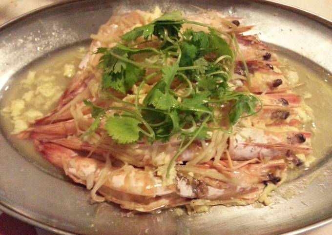 Recipe of Real Steamed Prawn with Rice Wine. Drunken Prawn for Breakfast Food