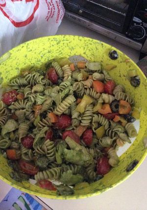 A picture of Basil Veggie Pasta Salad.